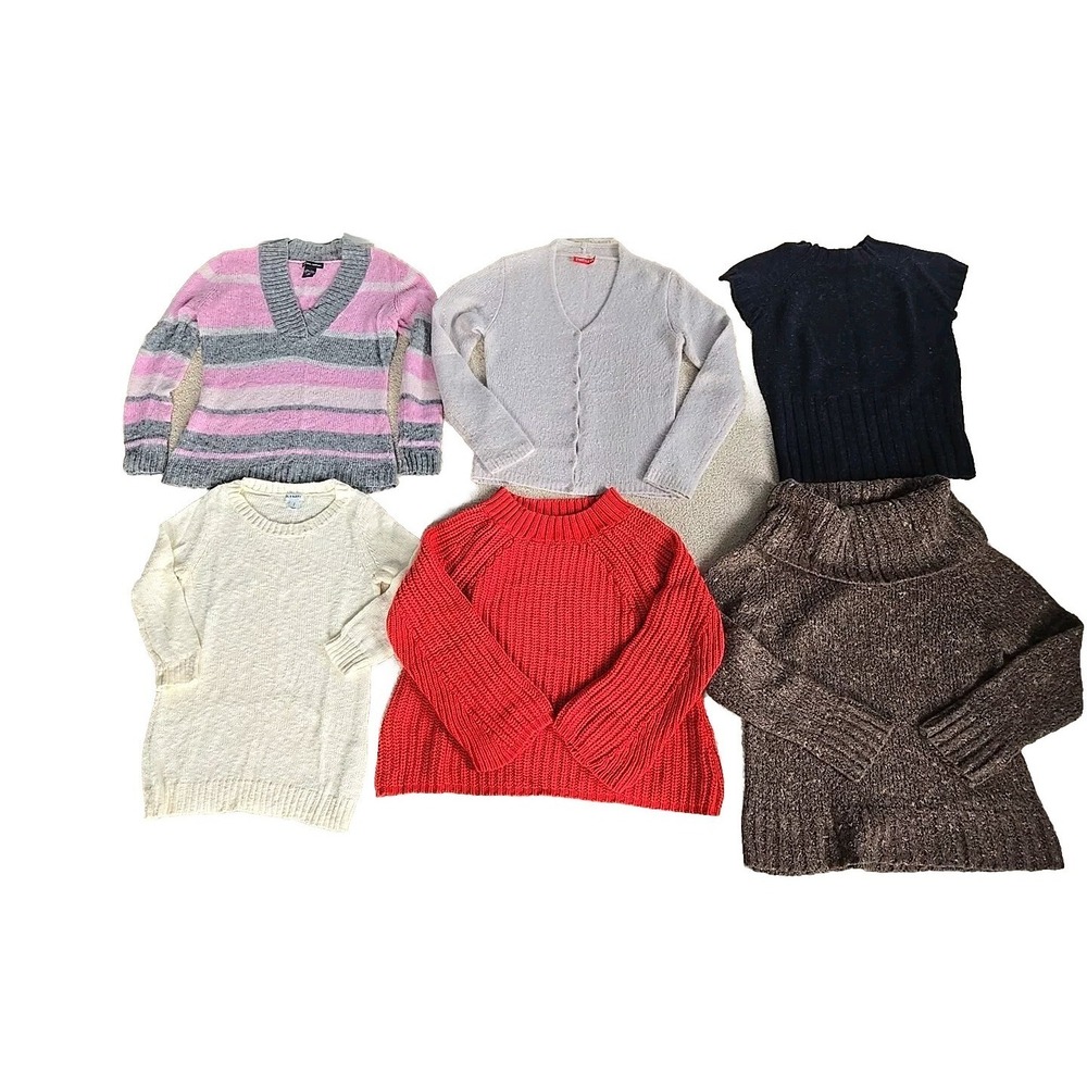Lot Of 6 Woman's Sweaters Cardigan - Size Small Medium Assorted Turtleneck